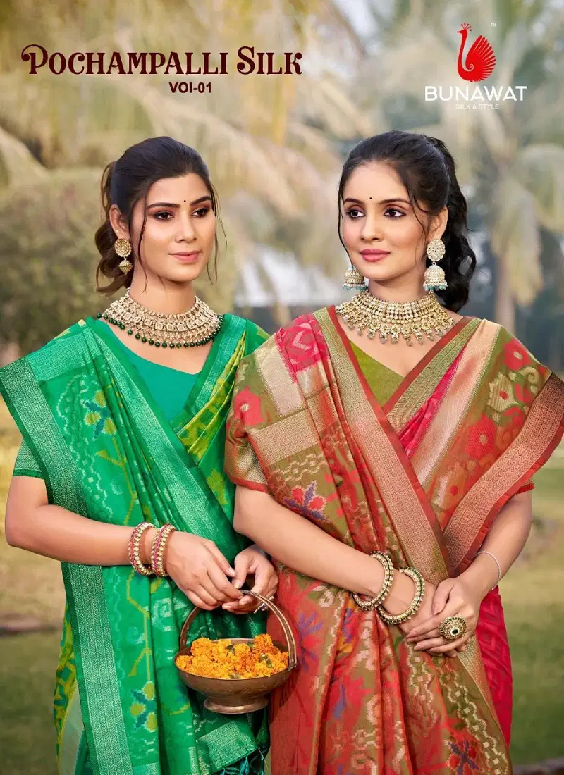 Pochampalli By Bunawat Silk Vol 1 Festive Wear Silk Saree Wholesale Price In Surat Catalog